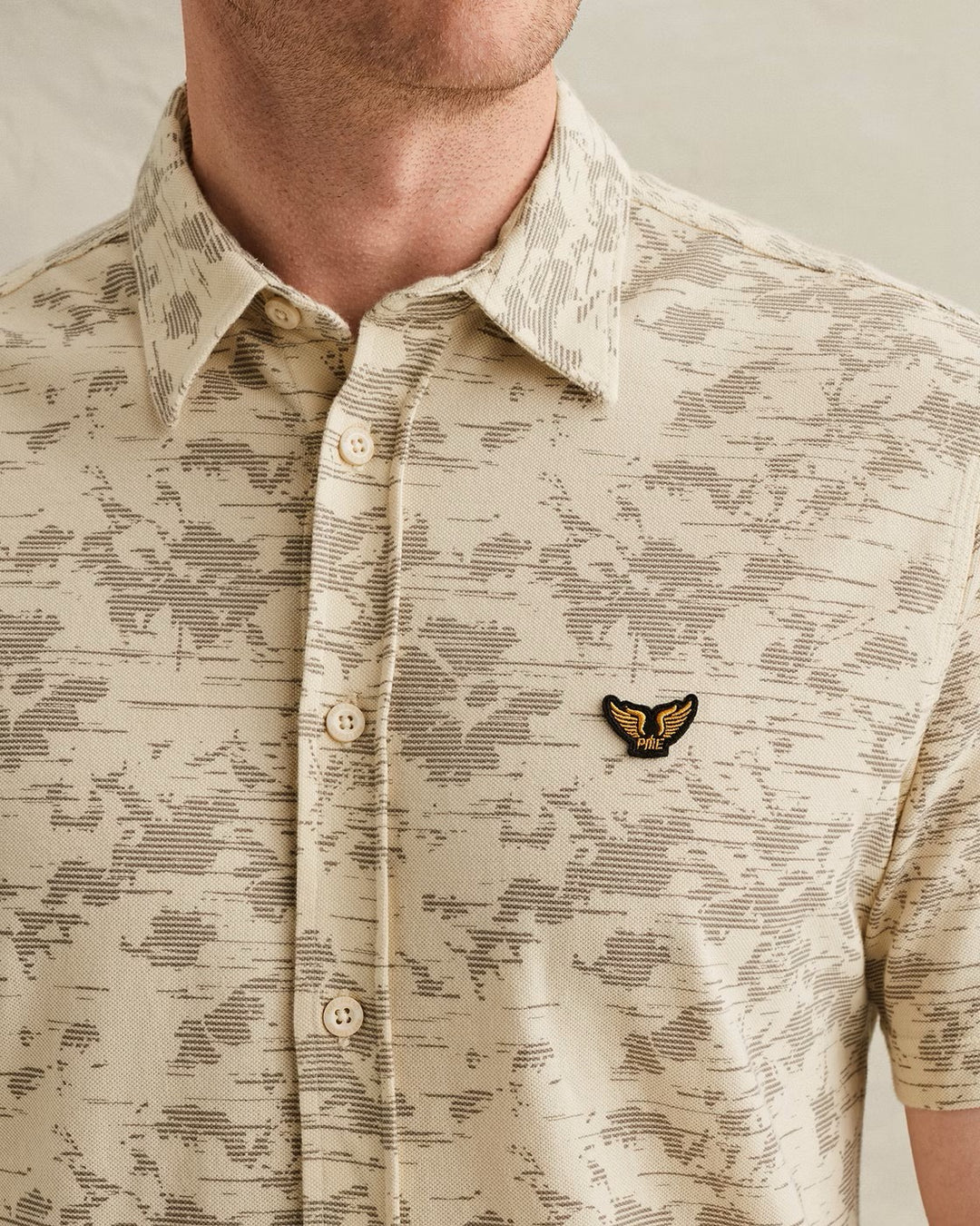 Short Sleeve Shirt Aop On Jersey P - Ecru Dessin