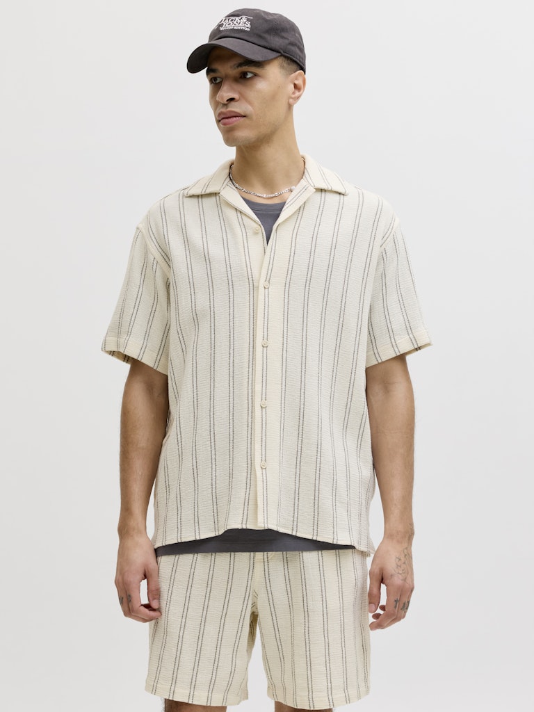 Jorcoba Stripe Resort Shirt Ss Sn - Ecru Dessin
