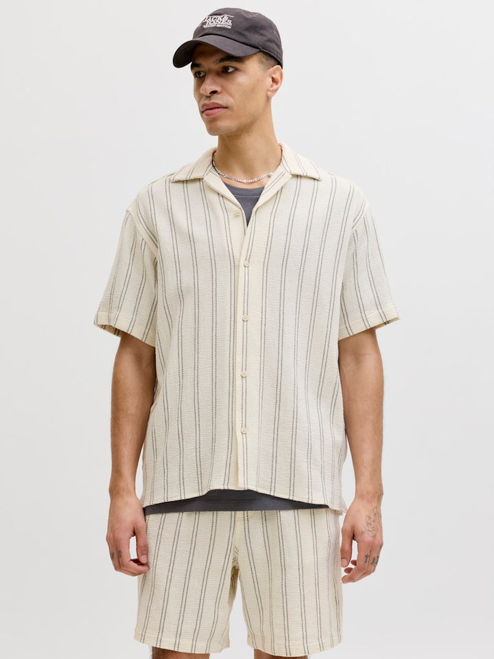 Jorcoba Stripe Resort Shirt Ss Sn - Ecru Dessin