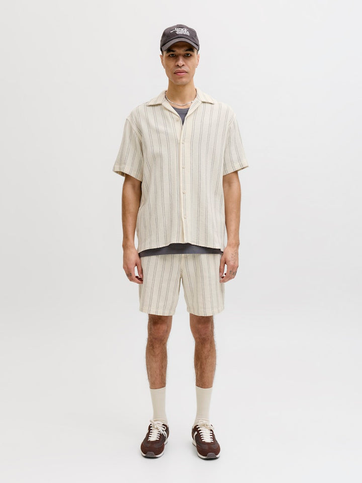 Jorcoba Stripe Resort Shirt Ss Sn - Ecru Dessin