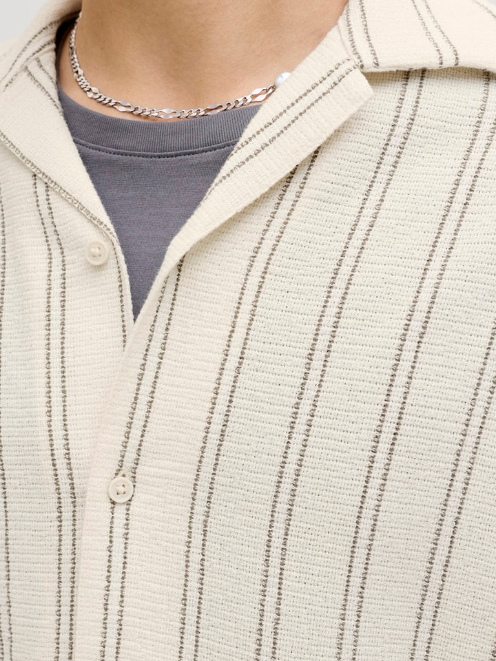 Jorcoba Stripe Resort Shirt Ss Sn - Ecru Dessin