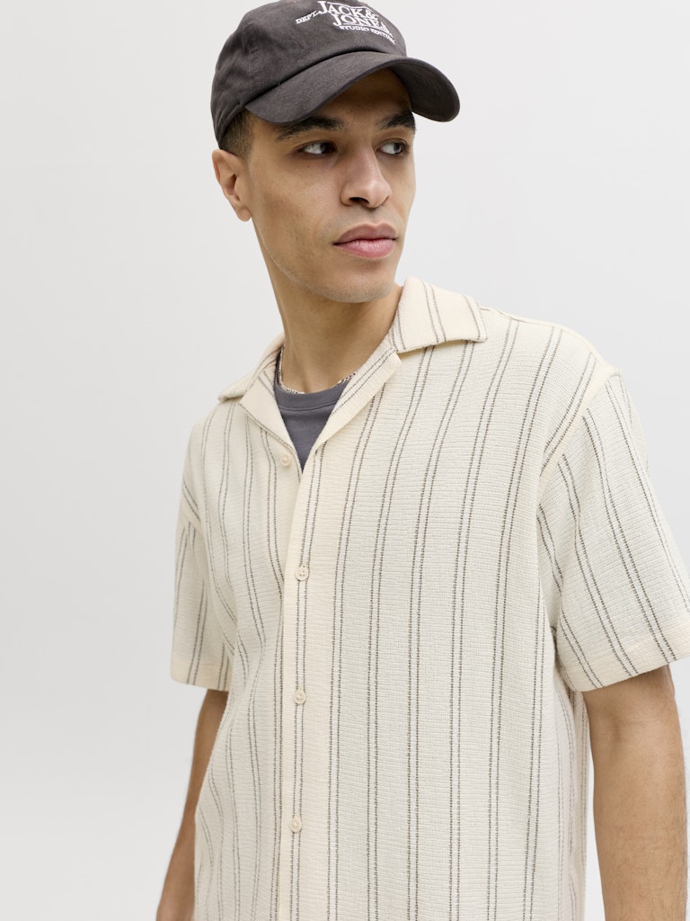 Jorcoba Stripe Resort Shirt Ss Sn - Ecru Dessin