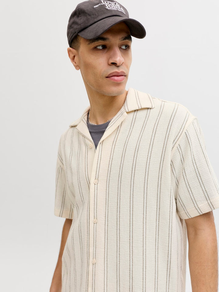 Jorcoba Stripe Resort Shirt Ss Sn - Ecru Dessin