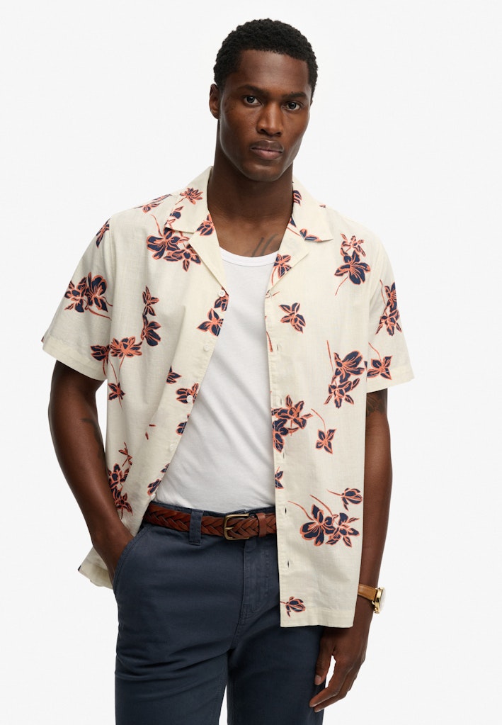 Cabana Pool Side Ss Shirt - Ecru Dessin