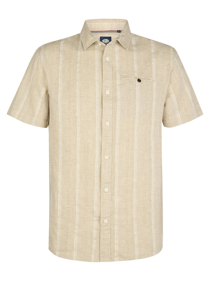 Men Shirt Short Sleeve Uni - Ecru Dessin