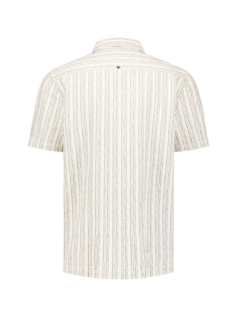 Shirt Short Sleeve Fancy Striped - Ecru Dessin