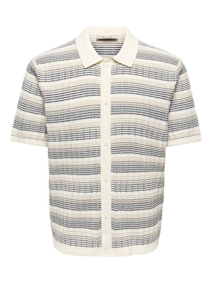 Onsleeds Reg Ss Shirt Knit Noos - Ecru Dessin
