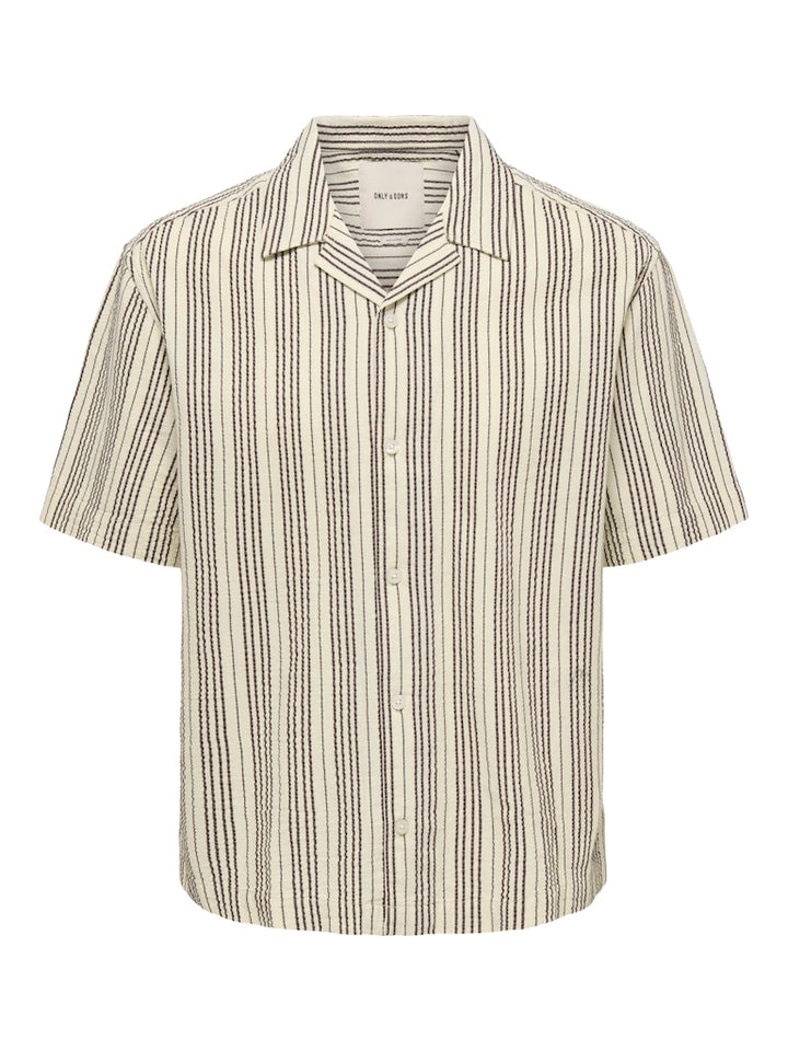 Onscruz Rlx Seersucker Resort Ss Shirt - Ecru Dessin