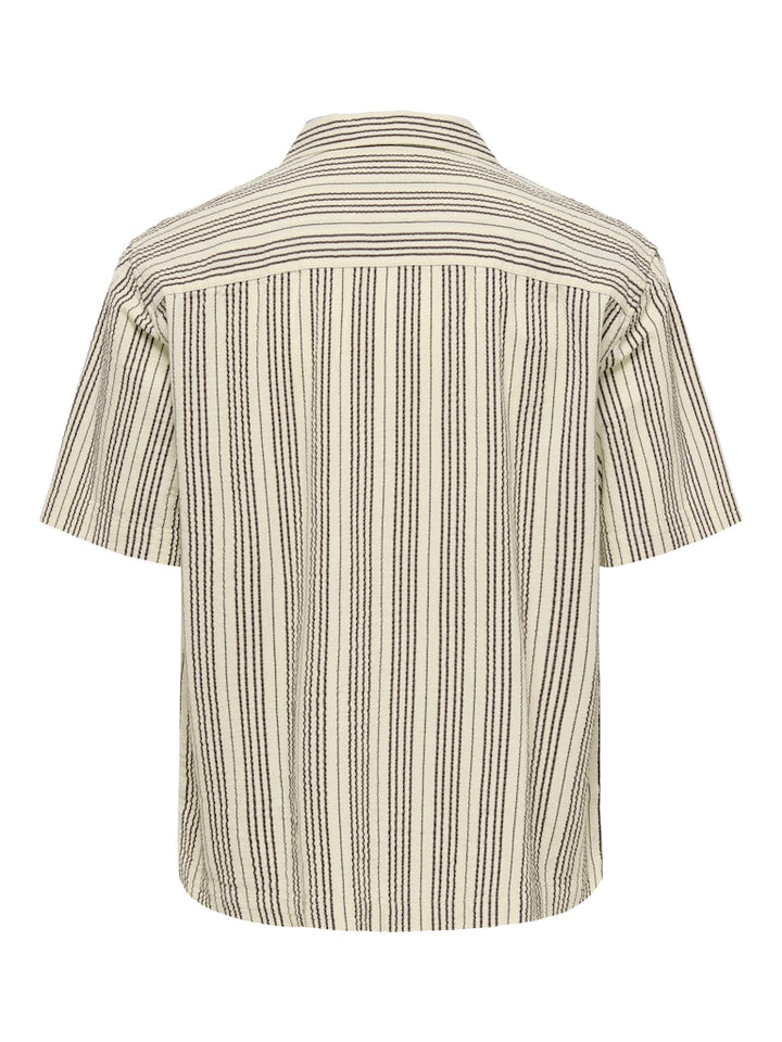 Onscruz Rlx Seersucker Resort Ss Shirt - Ecru Dessin