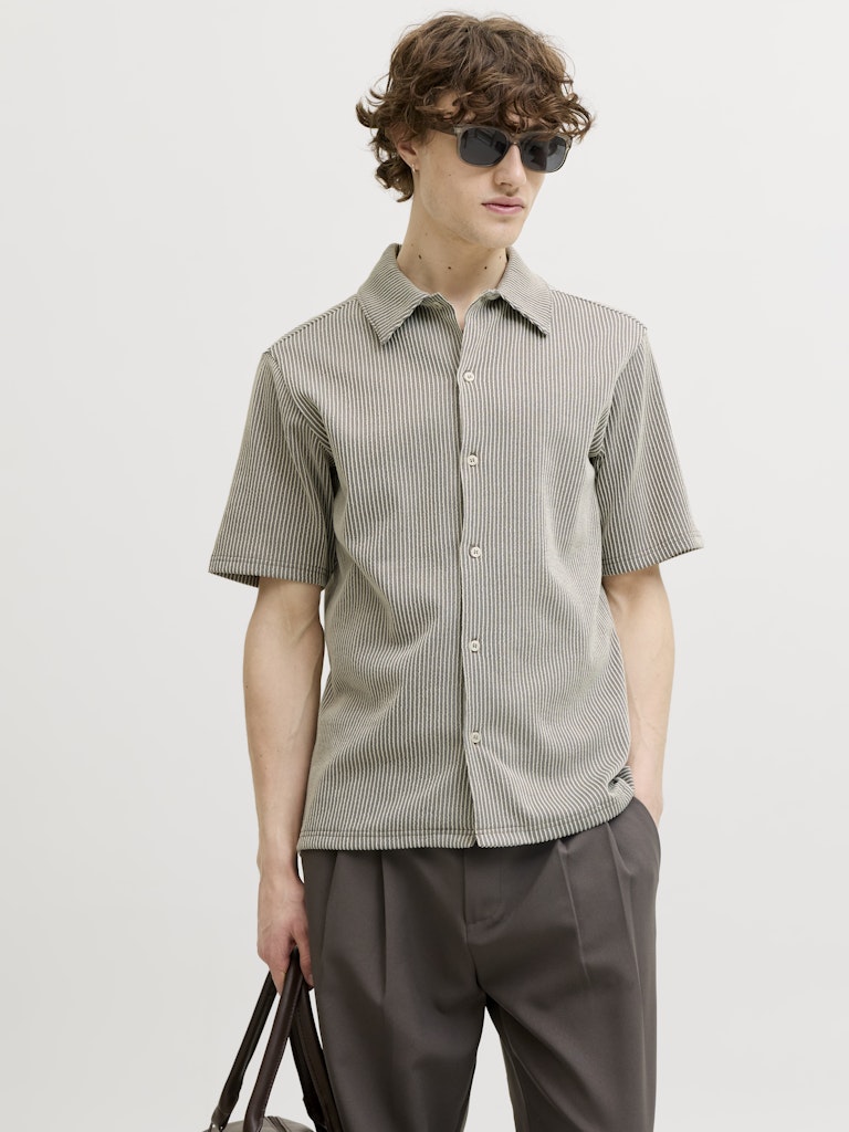 Jprblanoah Ss Shirt Styd Ss26 - Ecru Dessin