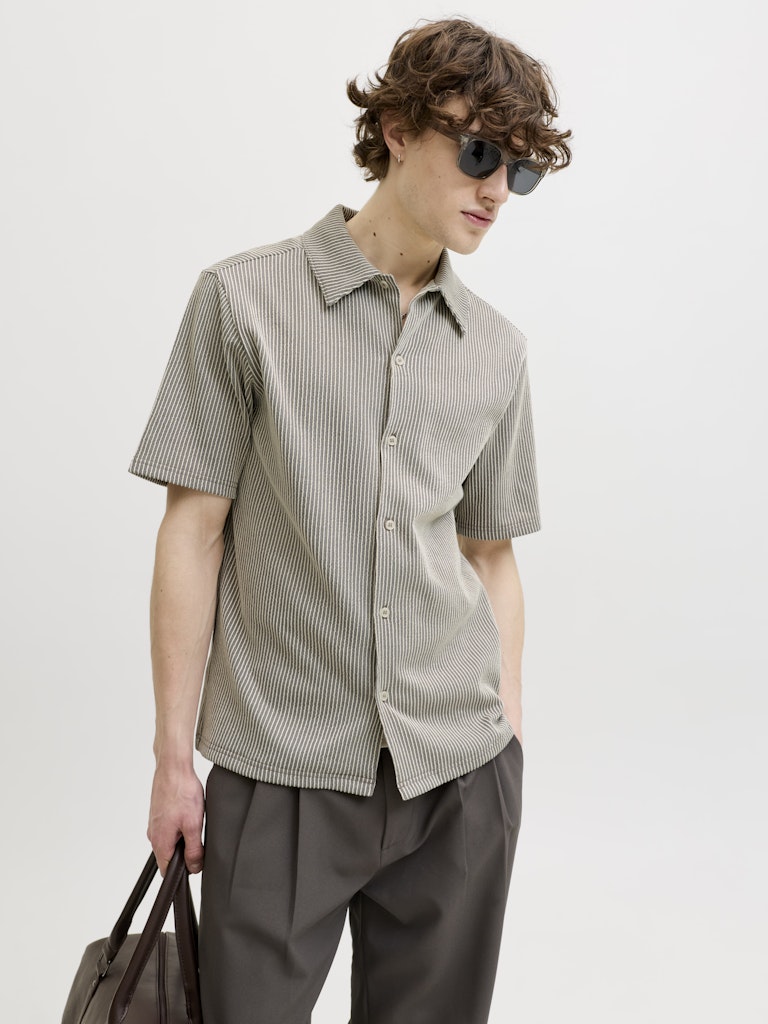 Jprblanoah Ss Shirt Styd Ss26 - Ecru Dessin