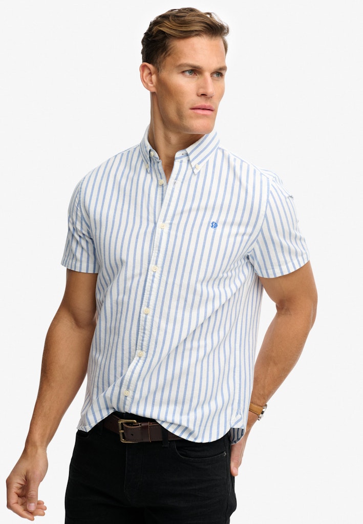 Oxford Overhemd Ss - Wit Dessin