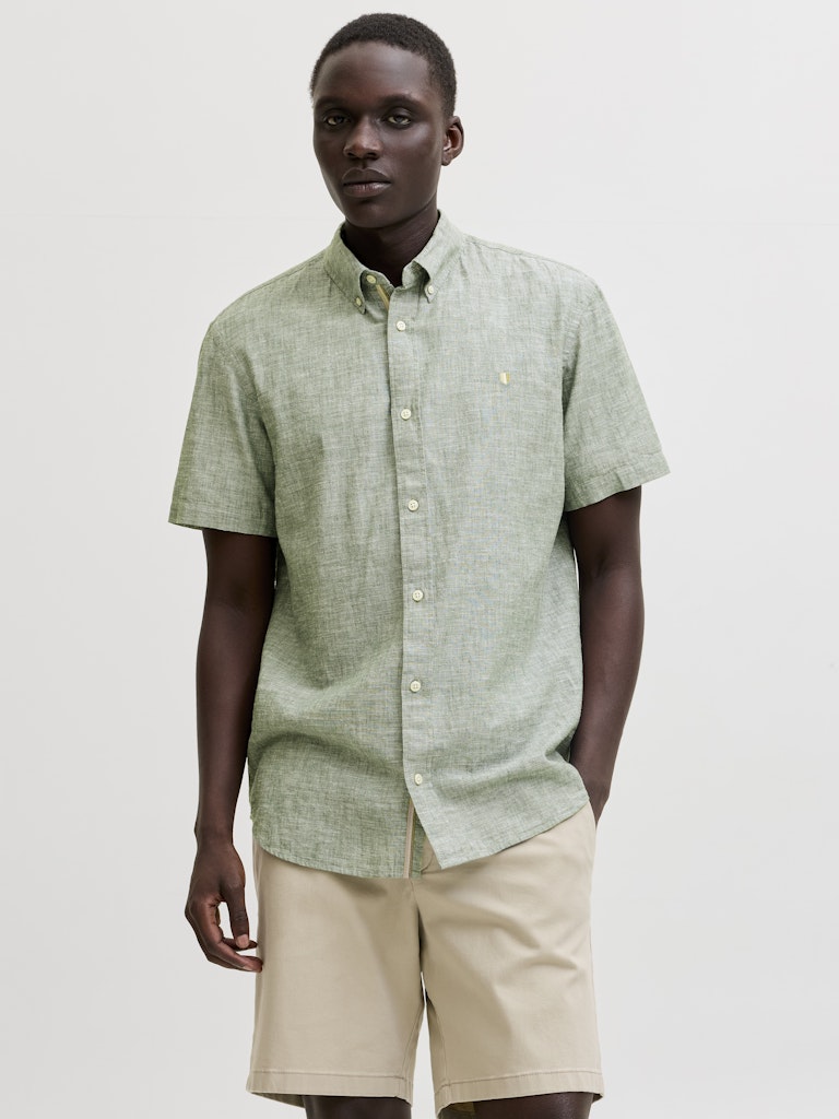 Jprblusummer Lin. Bl. Shield Ss Shirt Sn - Groen Dessin