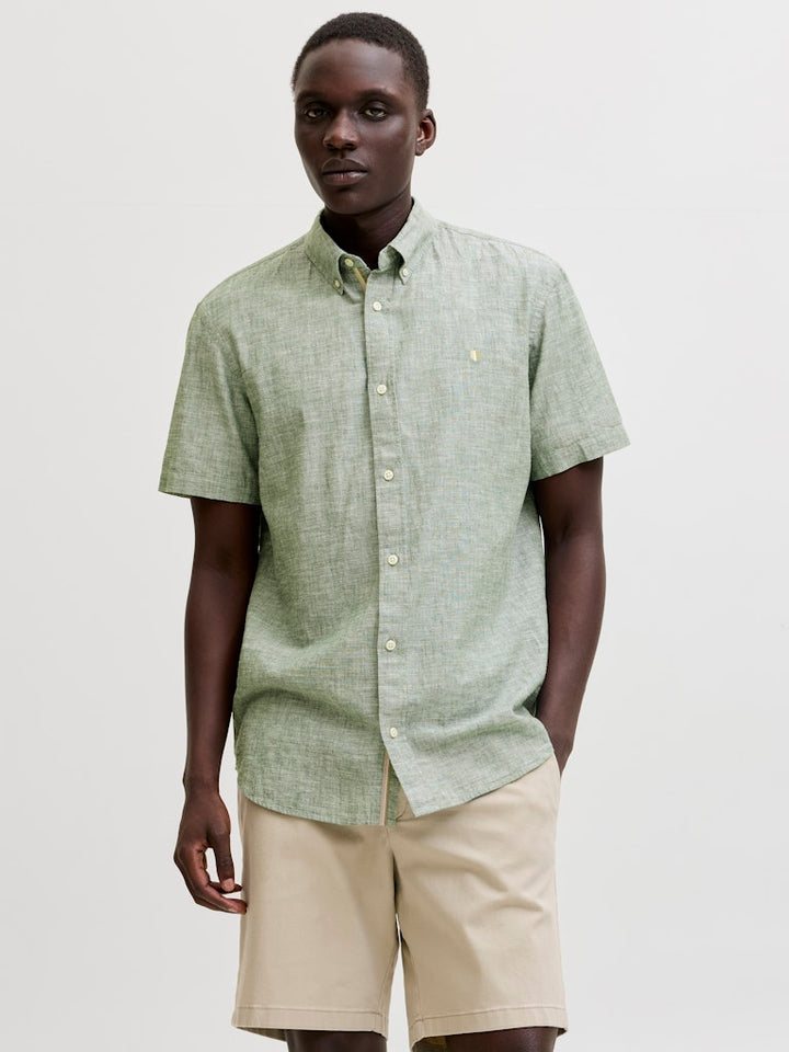 Jprblusummer Lin. Bl. Shield Ss Shirt Sn - Groen Dessin