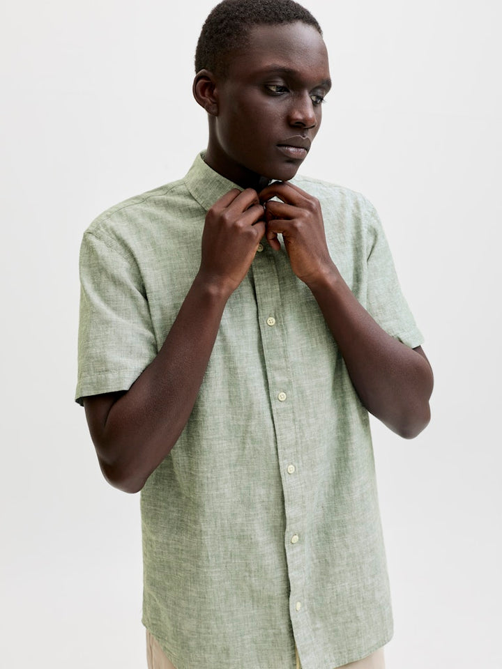 Jprblusummer Lin. Bl. Shield Ss Shirt Sn - Groen Dessin