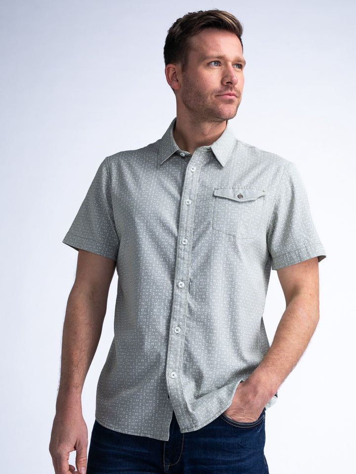 Men Shirt Short Sleeve Aop - Groen Dessin
