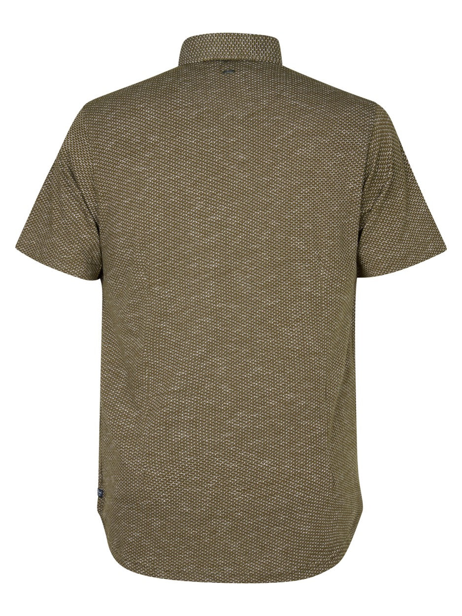 Men Shirt Short Sleeve Uni - Groen Dessin