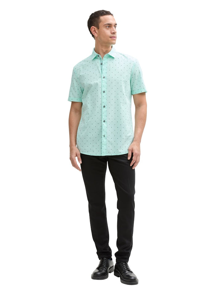 Fitted Printed Shirt - Groen Dessin