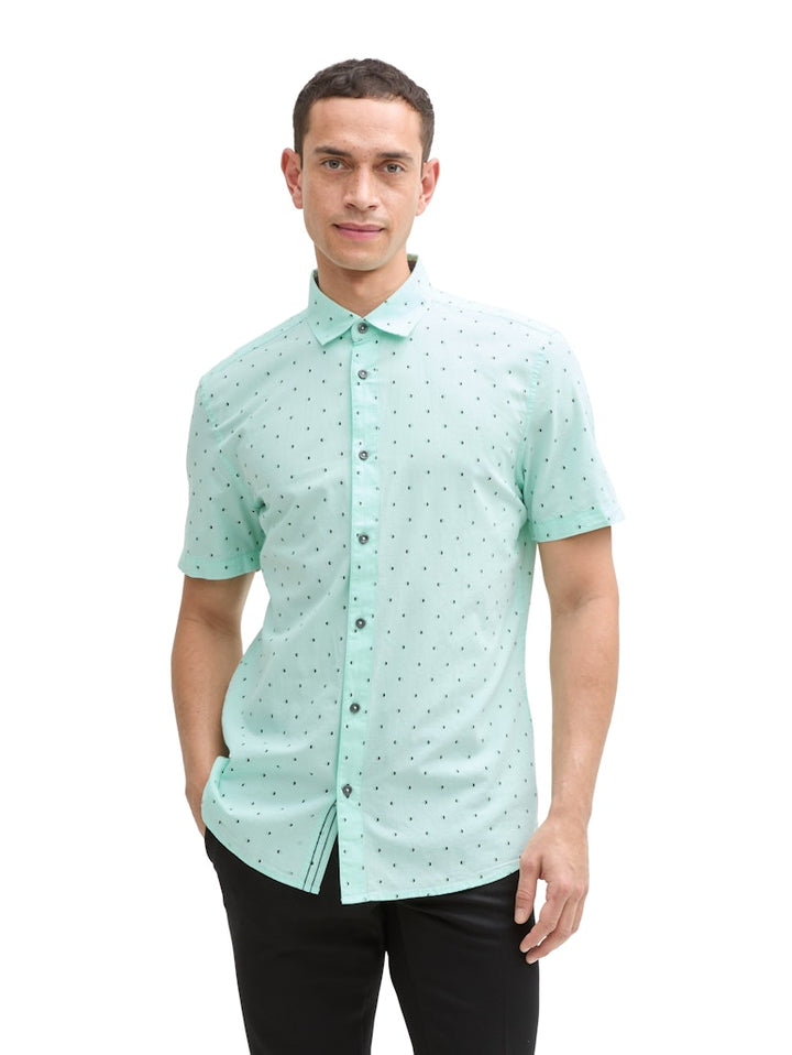 Fitted Printed Shirt - Groen Dessin