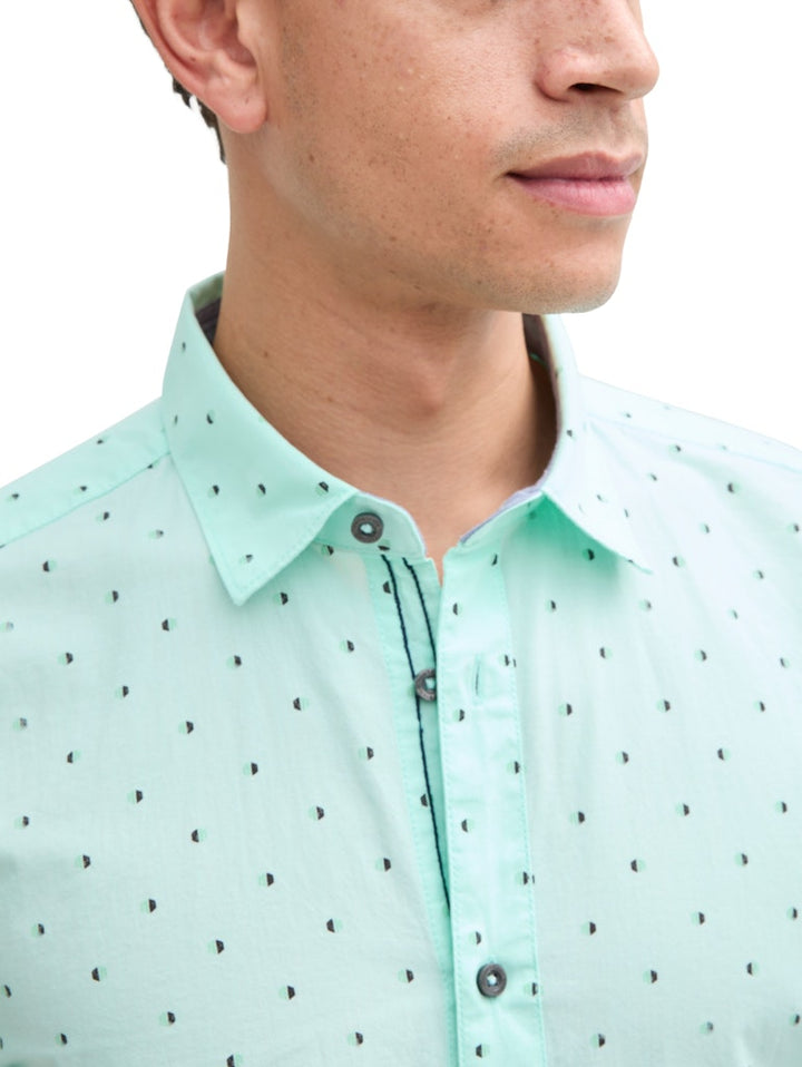 Fitted Printed Shirt - Groen Dessin
