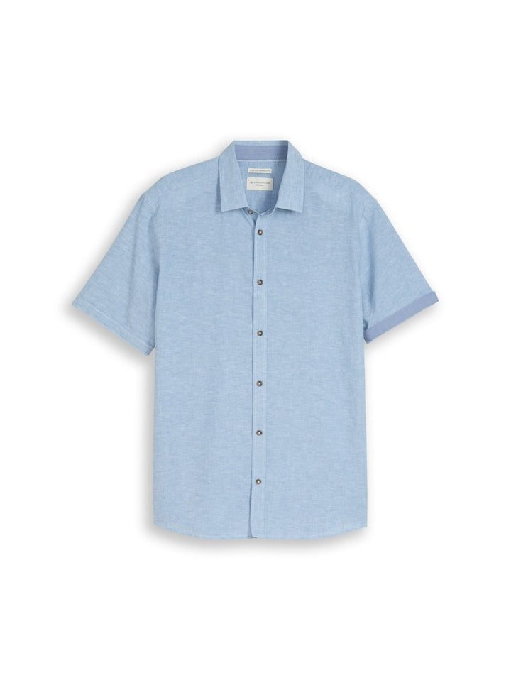 Cotton Linnen Shirt S/s - Lichtblauw