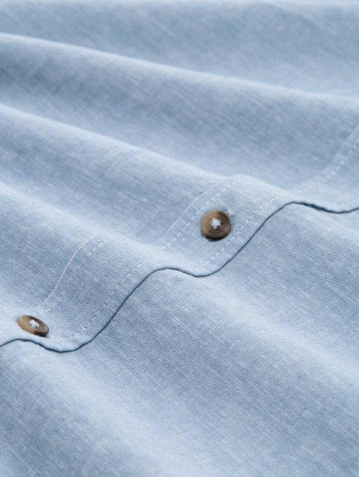 Cotton Linnen Shirt S/s - Lichtblauw