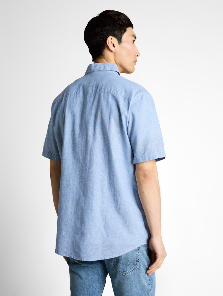 Cotton Linnen Shirt S/s - Lichtblauw