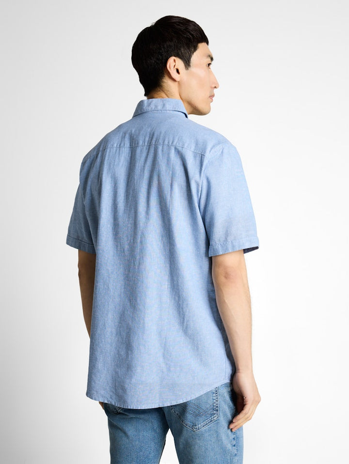 Cotton Linnen Shirt S/s - Lichtblauw