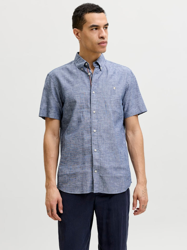 Jprblusummer Lin. Bl. Shield Ss Shirt Sn - Lichtblauw