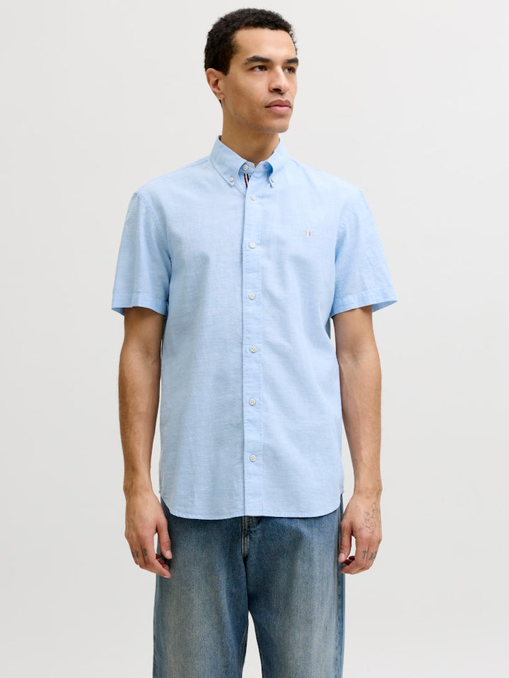 Jprblusummer Lin. Bl. Shield Ss Shirt Sn - Lichtblauw