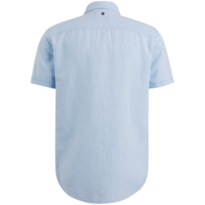 Short Sleeve Shirt Ctn Linen 2tone - Lichtblauw