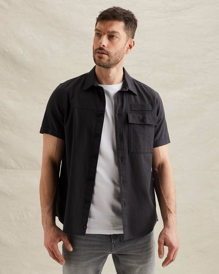 Short Sleeve Shirt Ctn Slub - Navy