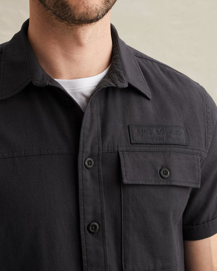 Short Sleeve Shirt Ctn Slub - Navy