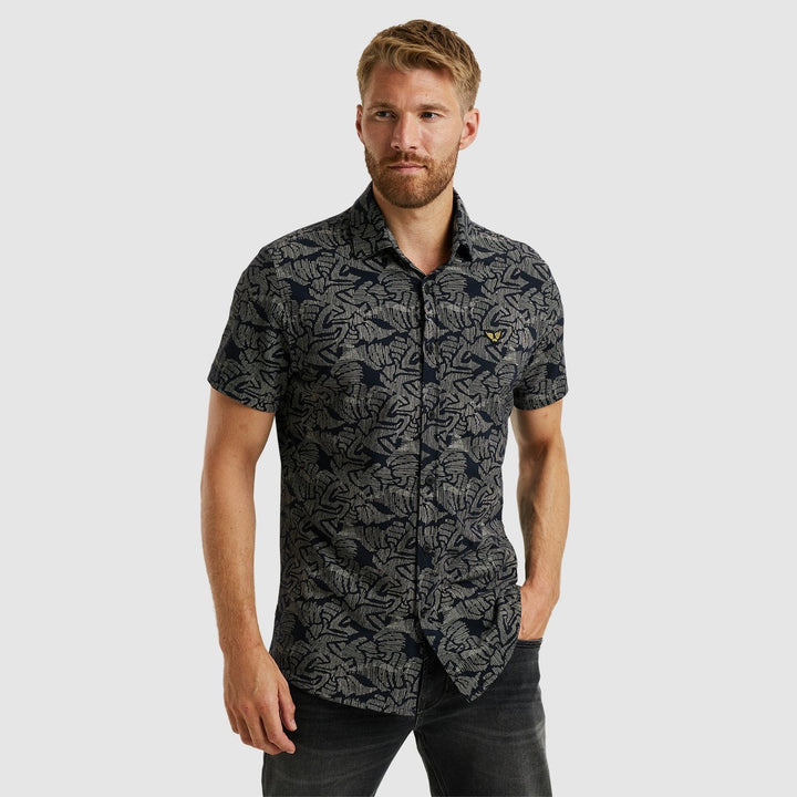 Short Sleeve Shirt Print On Jersey - Blauw Dessin