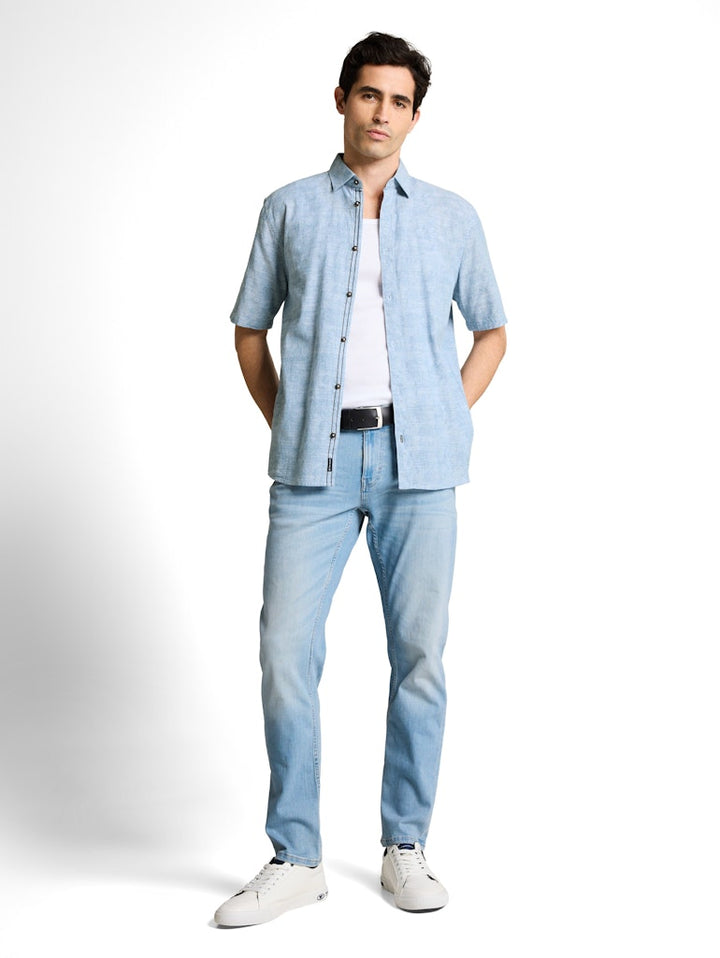 Comfort Printed Shirt - Blauw Dessin