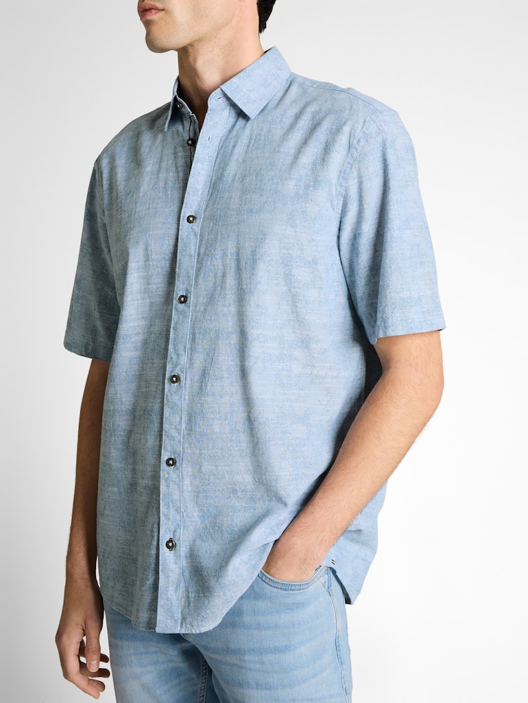 Comfort Printed Shirt - Blauw Dessin