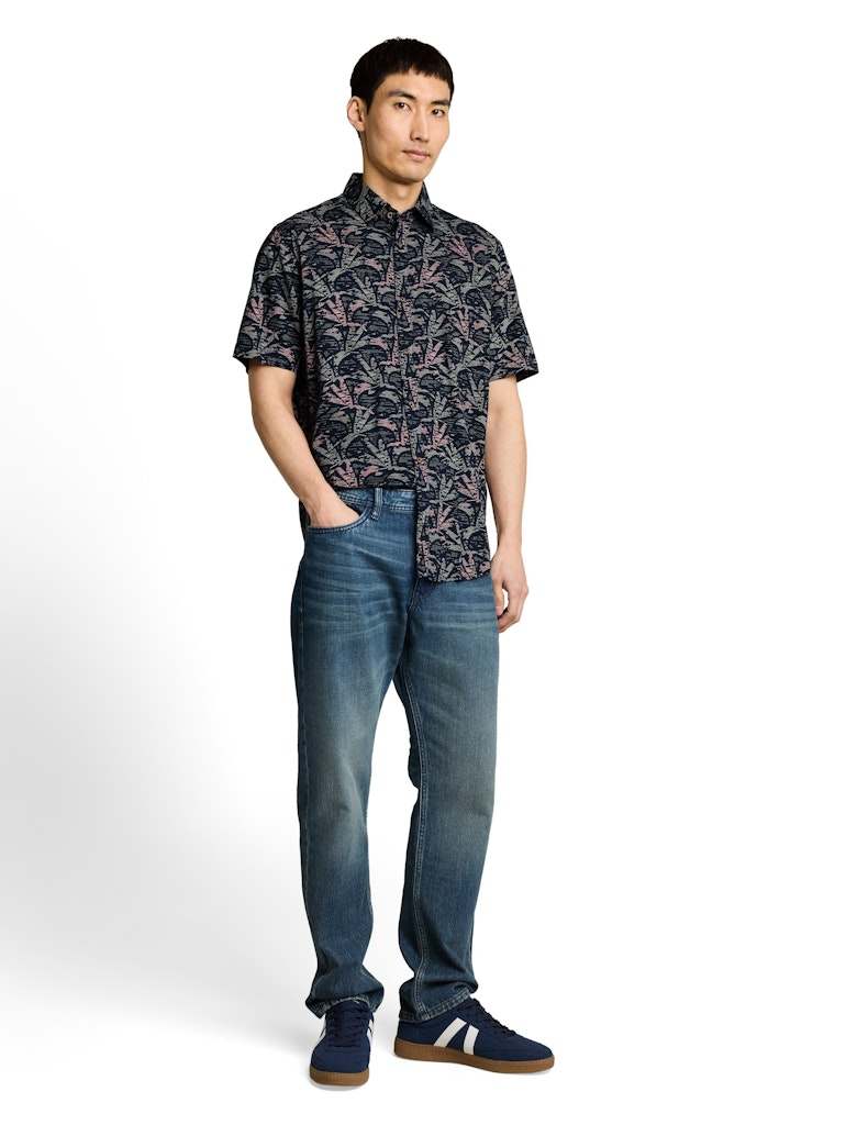 Printed Shirt S/s - Blauw Dessin