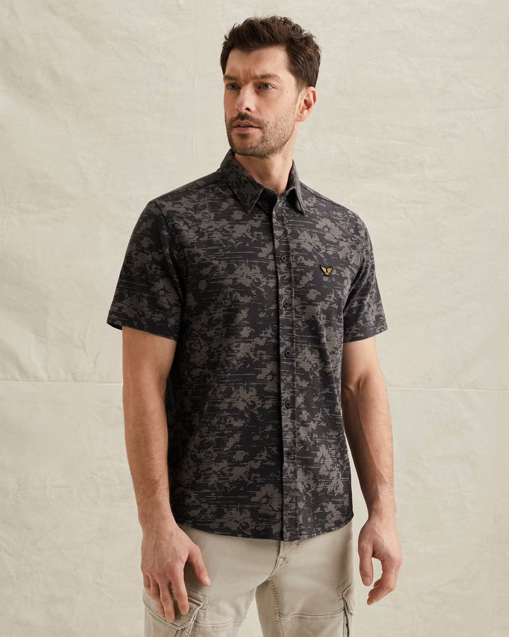Short Sleeve Shirt Aop On Jersey P - Blauw Dessin