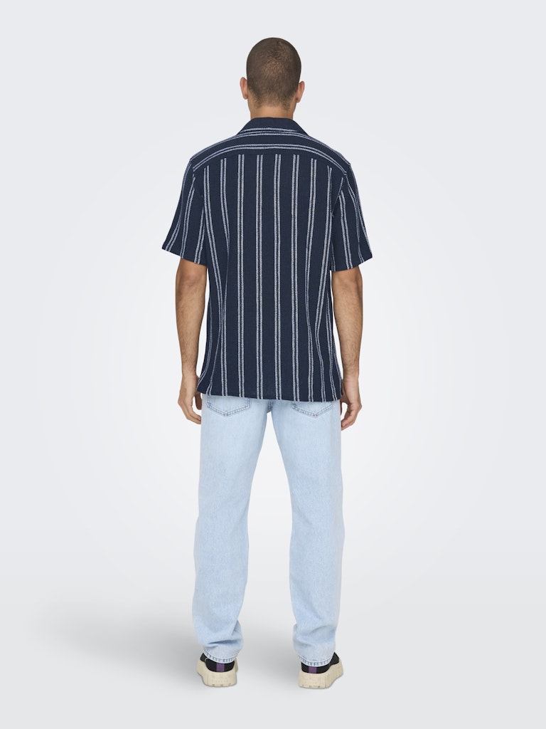 Onstrev Life Reg Stripe Ss Shirt No - Blauw Dessin