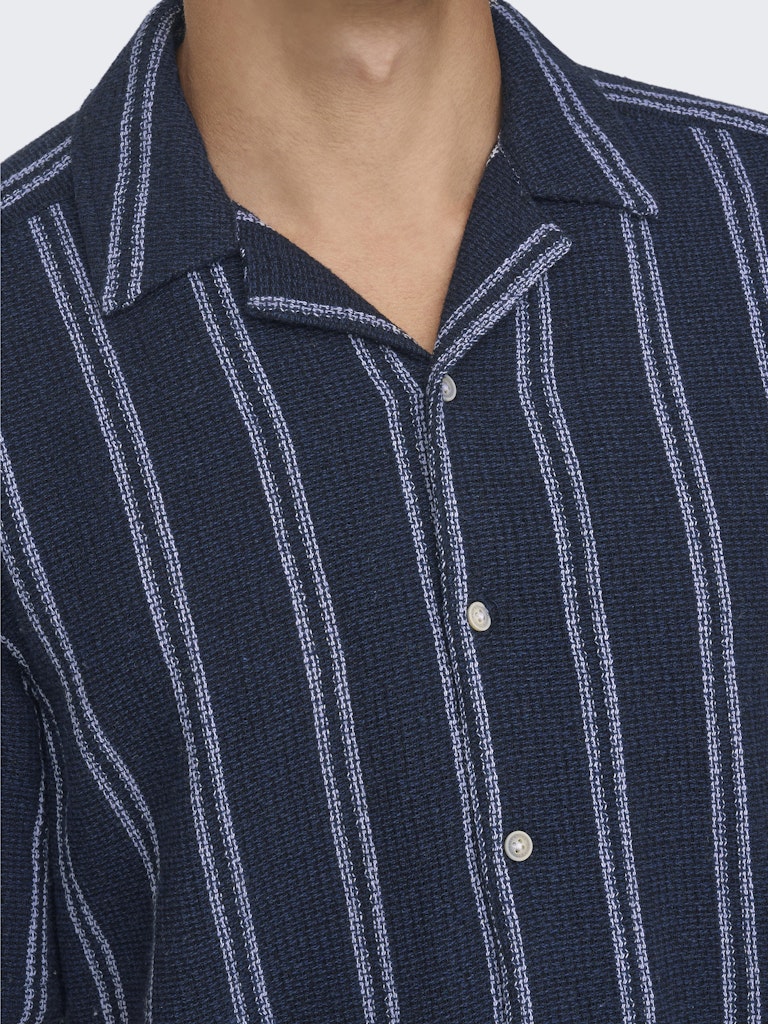Onstrev Life Reg Stripe Ss Shirt No - Blauw Dessin