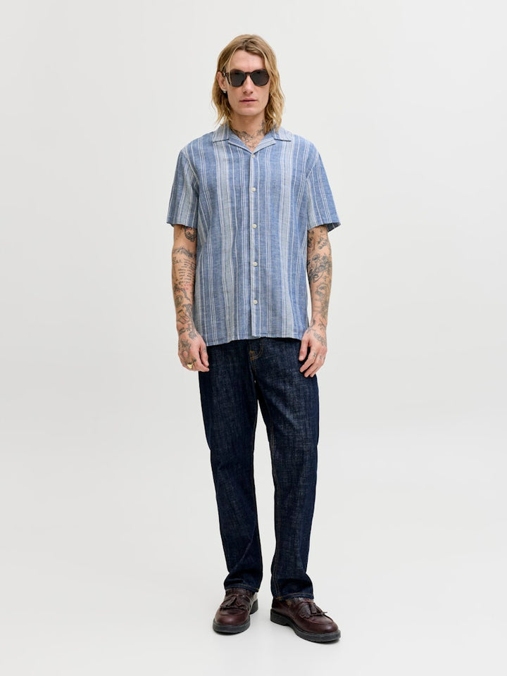 Jprblusummer Lin. Blen Dobby Ss Shirt Sn - Blauw Dessin