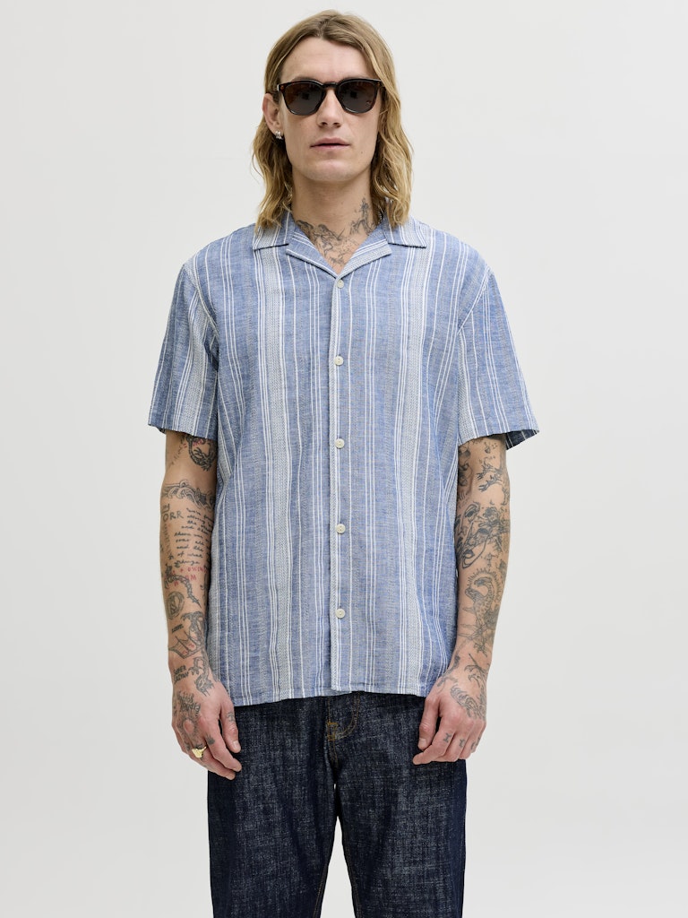 Jprblusummer Lin. Blen Dobby Ss Shirt Sn - Blauw Dessin