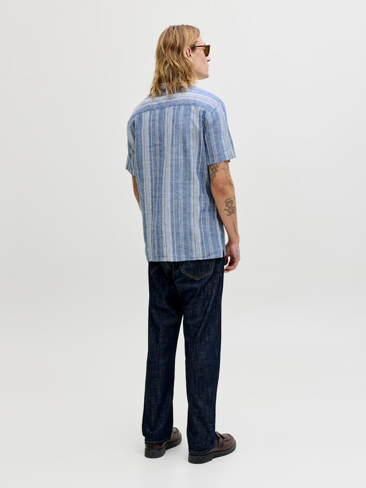 Jprblusummer Lin. Blen Dobby Ss Shirt Sn - Blauw Dessin