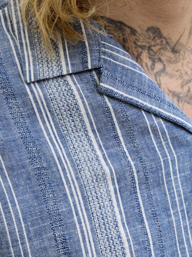 Jprblusummer Lin. Blen Dobby Ss Shirt Sn - Blauw Dessin