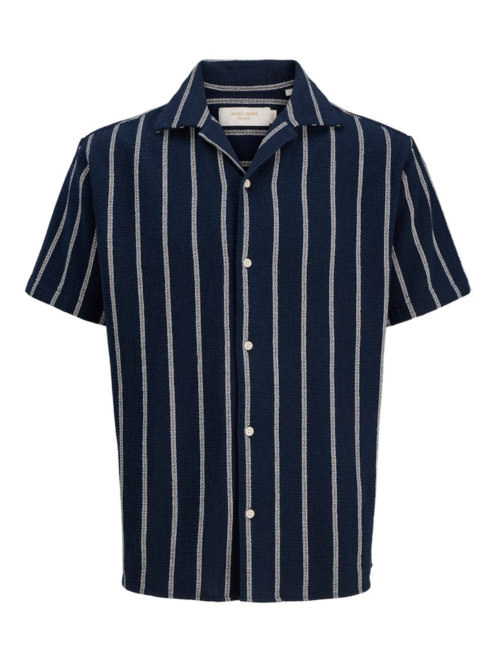 Jorcoba Stripe Resort Shirt Ss Sn - Blauw Dessin