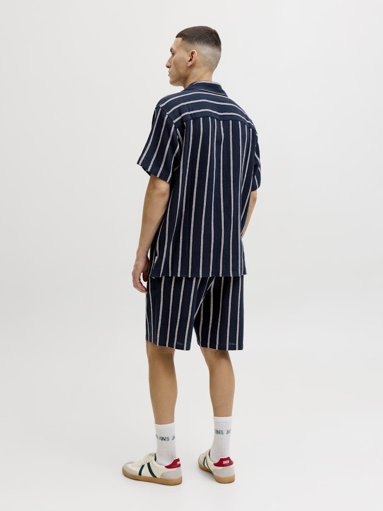 Jorcoba Stripe Resort Shirt Ss Sn - Blauw Dessin