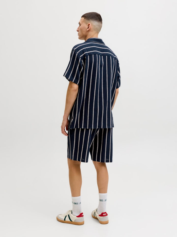Jorcoba Stripe Resort Shirt Ss Sn - Blauw Dessin