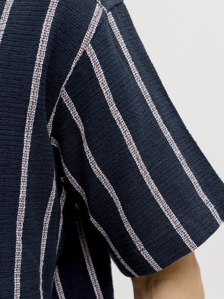 Jorcoba Stripe Resort Shirt Ss Sn - Blauw Dessin