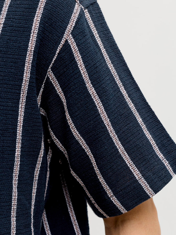 Jorcoba Stripe Resort Shirt Ss Sn - Blauw Dessin