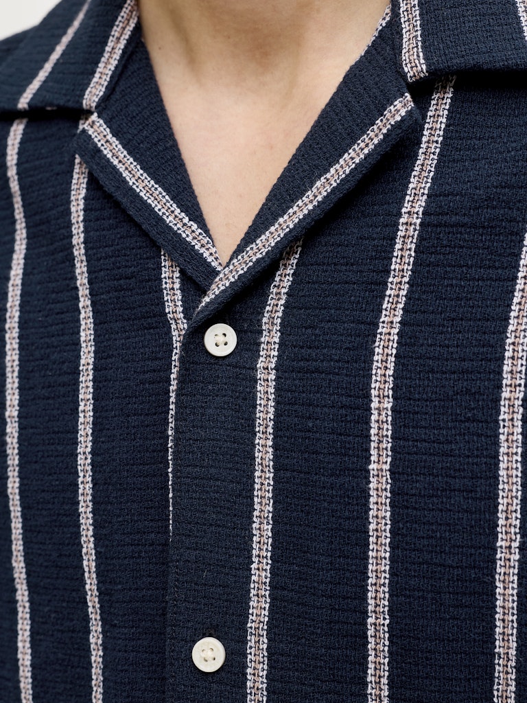 Jorcoba Stripe Resort Shirt Ss Sn - Blauw Dessin